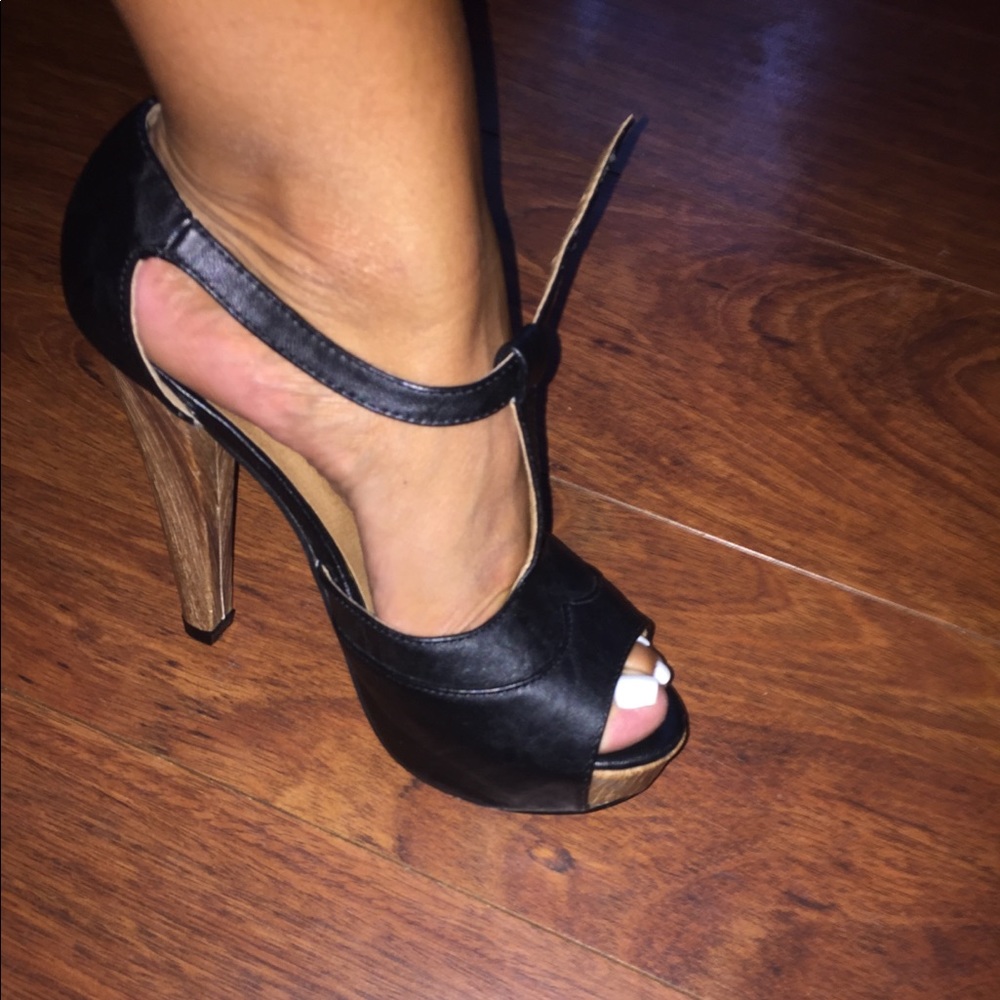 Tall Black , T-Strap, Platform Heels